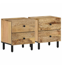 Tables de chevet 2 pcs 40x33x46 cm Bois de manguier solide