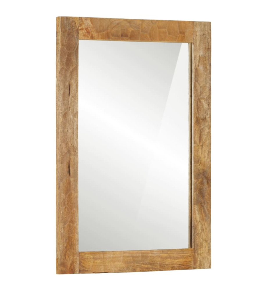 Miroir de bain 50x70x2,5 cm bois de manguier massif et verre