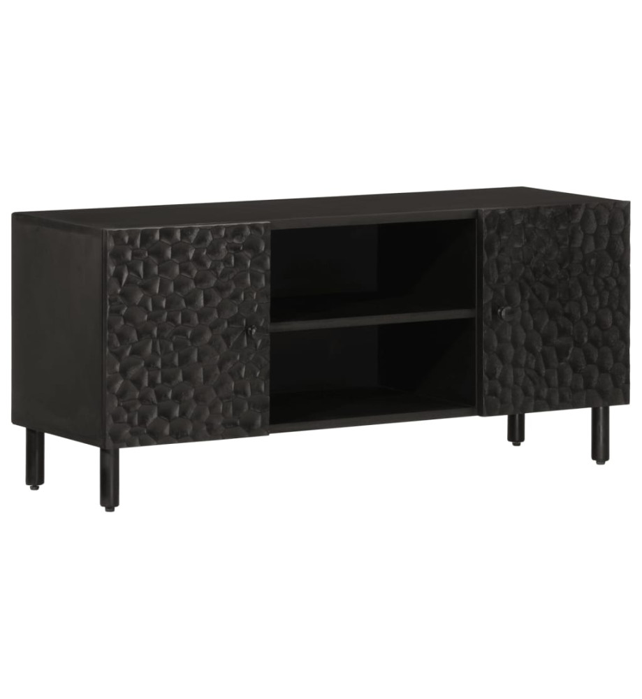 Meuble TV noir 105x33x46 cm bois massif de manguier