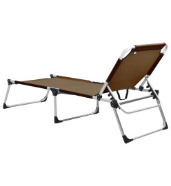 Chaise longue pliable extra haute pour seniors Marron Aluminium