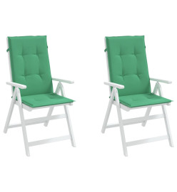 Coussins de chaise de jardin à dossier haut lot de 2 vert tissu