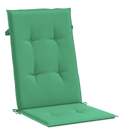 Coussins de chaise de jardin à dossier haut lot de 2 vert tissu