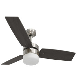 Ventilateur de plafond lampe et télécommande 108cm Marron foncé