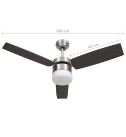 Ventilateur de plafond lampe et télécommande 108cm Marron foncé