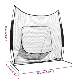 Filet d'entraînement multisport Baseball 241x106,5x216 cm Métal