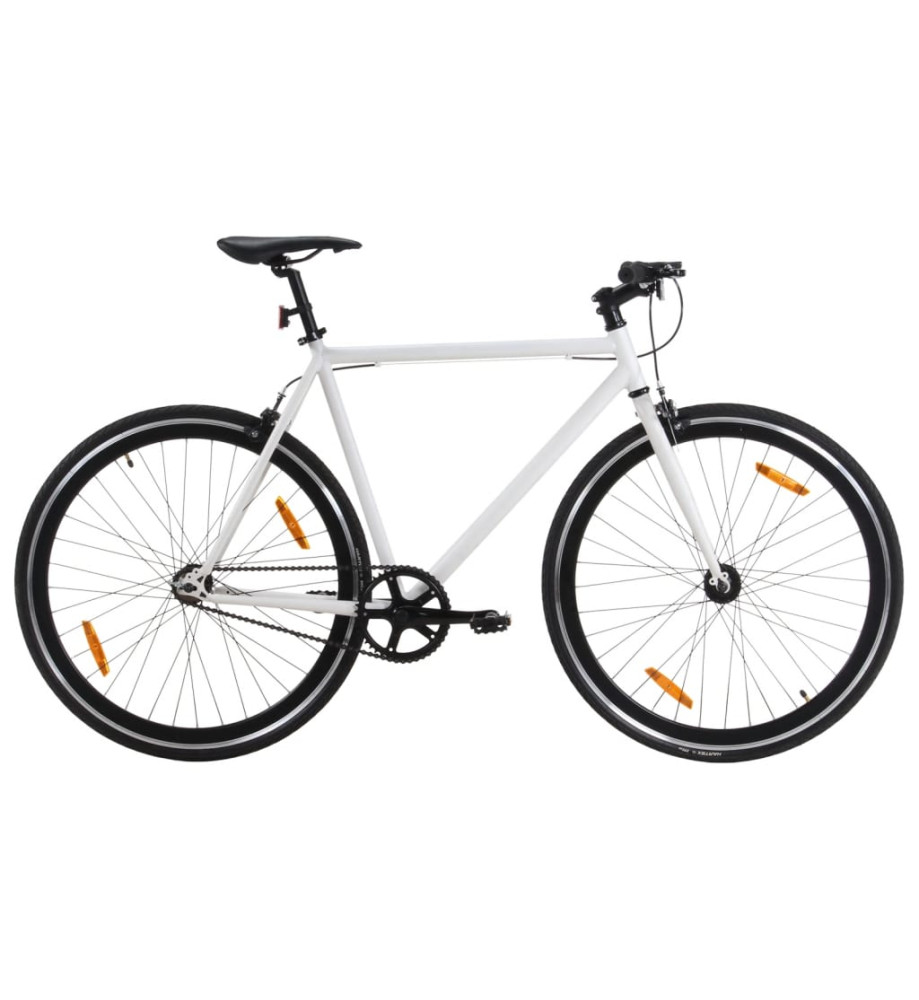 Vélo à pignon fixe blanc et noir 700c 59 cm