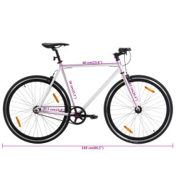 Vélo à pignon fixe blanc et noir 700c 59 cm