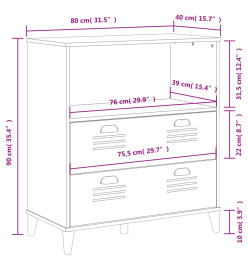 Bibliothèque VIKEN blanc 80x40x90 cm bois massif de pin