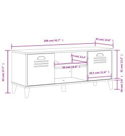 Banc à chaussures VIKEN noir 106x35x45 cm bois massif de pin