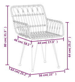 Mobilier à dîner de jardin 5 pcs Noir Résine tressée