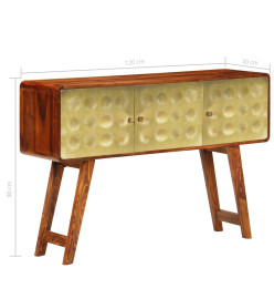 Buffet Bois de Sesham solide Imprimé doré 120 x 30 x 80 cm