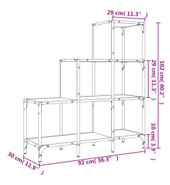 Bibliothèque chêne marron 92x30x102 cm bois ingénierie et métal