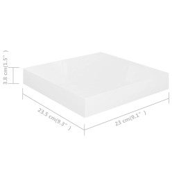 Étagère murale flottante 2 pcs Blanc brillant 23x23,5x3,8cm MDF