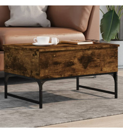 Table basse chêne fumé 70x50x40 cm bois d'ingénierie et métal