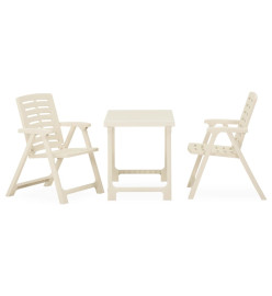 Ensemble de bistro pliable 3 pcs Plastique Blanc