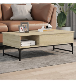 Table basse chêne sonoma 100x50x35cm bois d'ingénierie et métal