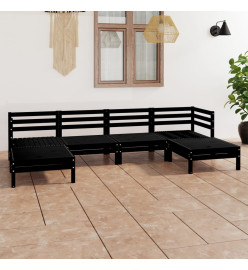 Salon de jardin 6 pcs Noir Bois de pin massif