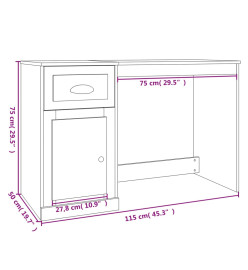 Bureau avec tiroir chêne sonoma 115x50x75 cm bois d'ingénierie