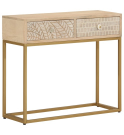 Table console 90x30x76 cm bois massif de manguier et fer