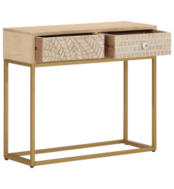 Table console 90x30x76 cm bois massif de manguier et fer