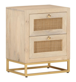 Table de chevet 40x30x50 cm bois massif manguier et fer