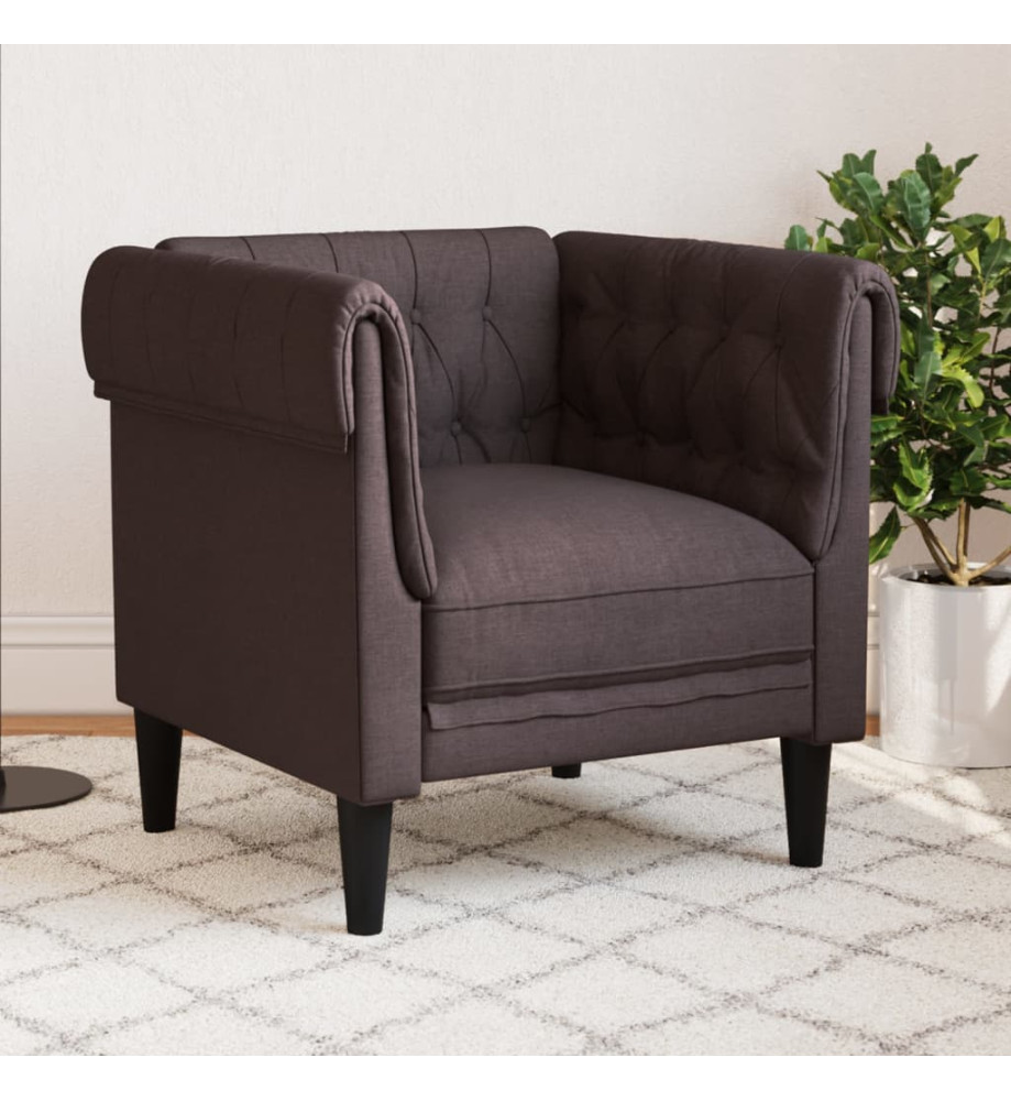 Fauteuil Chesterfield marron foncé tissu