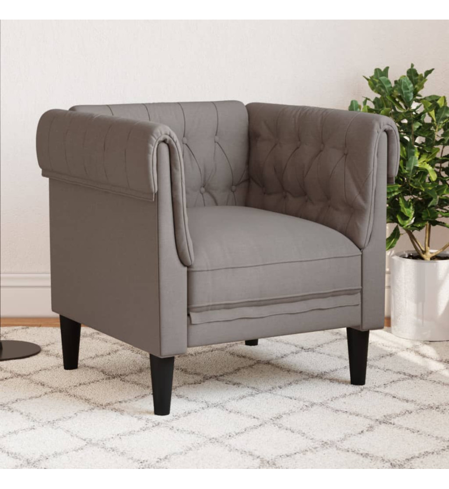 Fauteuil Chesterfield taupe tissu