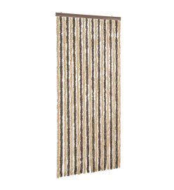 Rideau anti-mouches marron foncé et beige 90x200 cm chenille