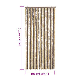 Rideau anti-mouches marron foncé et beige 100x200 cm chenille