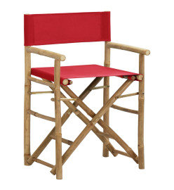 Chaises pliables de directeur 2 pcs Rouge Bambou et tissu