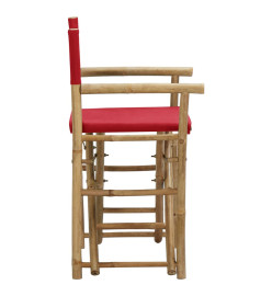 Chaises pliables de directeur 2 pcs Rouge Bambou et tissu