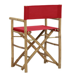 Chaises pliables de directeur 2 pcs Rouge Bambou et tissu