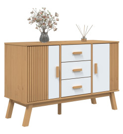 Buffet OLDEN blanc et marron 114x43x73,5 cm bois massif de pin