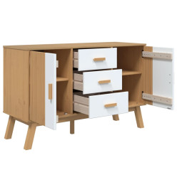 Buffet OLDEN blanc et marron 114x43x73,5 cm bois massif de pin