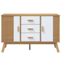 Buffet OLDEN blanc et marron 114x43x73,5 cm bois massif de pin