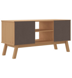 Meuble TV OLDEN blanc et marron 114x43x57 cm bois de pin massif