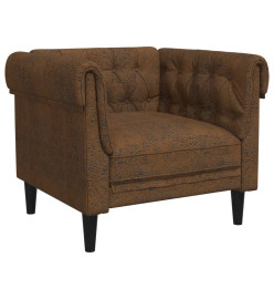 Fauteuil Chesterfield marron tissu