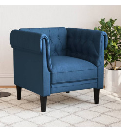 Fauteuil Chesterfield bleu tissu