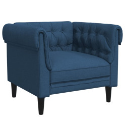 Fauteuil Chesterfield bleu tissu