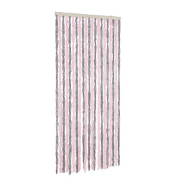 Rideau anti-mouches gris argenté et rose 100x220 cm chenille