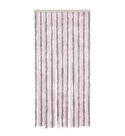 Rideau anti-mouches gris argenté et rose 100x220 cm chenille