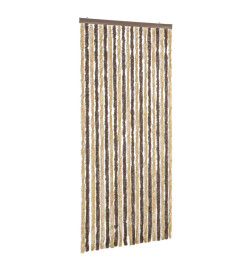 Rideau anti-mouches marron foncé et beige 100x230 cm chenille