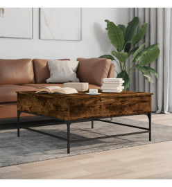 Table basse chêne fumé 95x95x45 cm bois d'ingénierie et métal