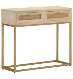 Table console 90x30x76 cm bois massif de manguier et fer
