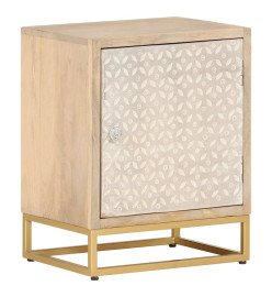 Table de chevet 40x30x50 cm bois massif manguier et fer