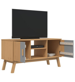 Meuble TV OLDEN gris et marron 114x43x57 cm bois de pin massif