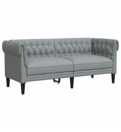 Canapé Chesterfield 2 places gris clair tissu