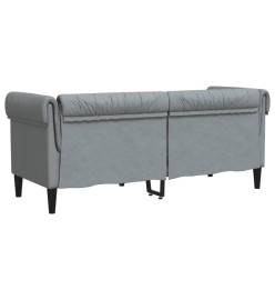 Canapé Chesterfield 2 places gris clair tissu