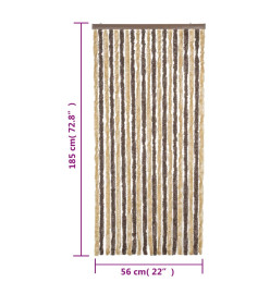 Rideau anti-mouches marron foncé et beige 56x185 cm chenille