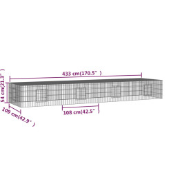 Cage à lapin 4 panneaux 433x109x54 cm Fer galvanisé